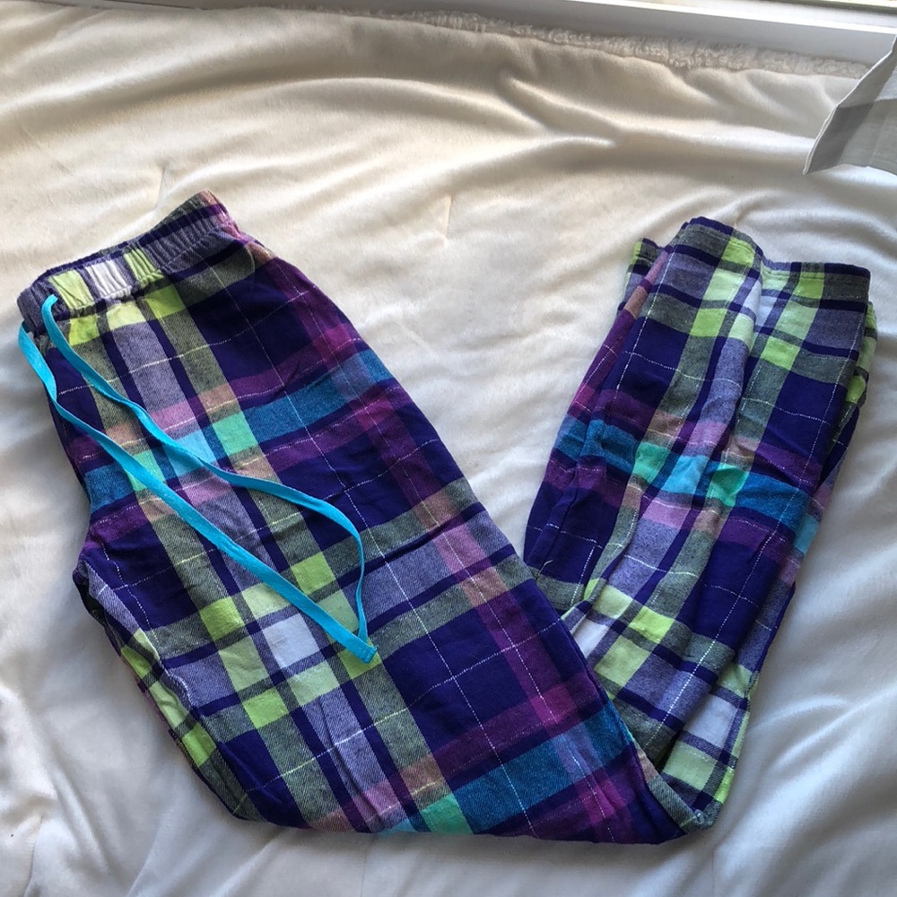 Purple and green pajama pants